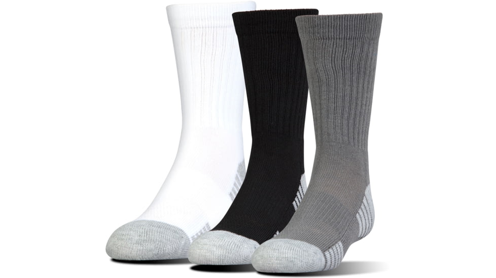 Under Armour Heatgear Tech Socks, Pack of 3, Graphite / Assorted, 7-9 Youth Large, U327-GPH/AST-YL