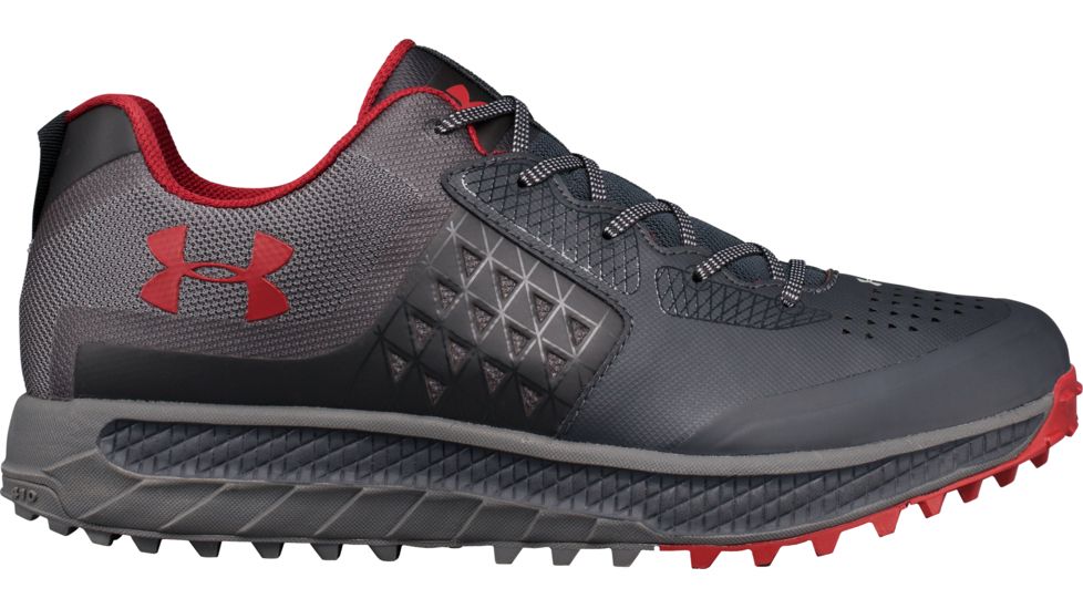 Under Armour Horizon STR Trail Running Shoe - Men's-Anthracite/Graphite/Crimson-Medium-10