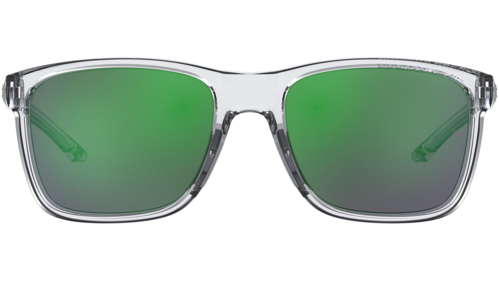 Under Armour Hustle JR Sunglasses with Crystal Clear Frame and Green Mirror Lens, Medium, UA7002S 900-Z9