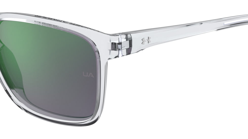 Under Armour Hustle JR Sunglasses with Crystal Clear Frame and Green Mirror Lens, Medium, UA7002S 900-Z9