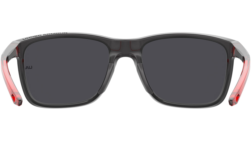 Under Armour Hustle JR Sunglasses with Transparent Jet Grey Frame and Red Temple Tips with Silver Mirror Lens, Medium, UA7002S 268-T4