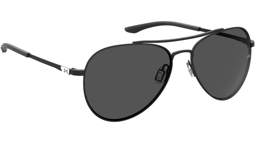 Under Armour Instinct Pilot Shape Sunglasses with Matte Black Frame and Grey Lens, Medium, UA0007GS 003-59IR
