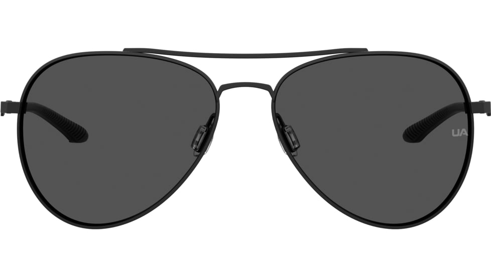 Under Armour Instinct Pilot Shape Sunglasses with Matte Black Frame and Grey Lens, Medium, UA0007GS 003-59IR
