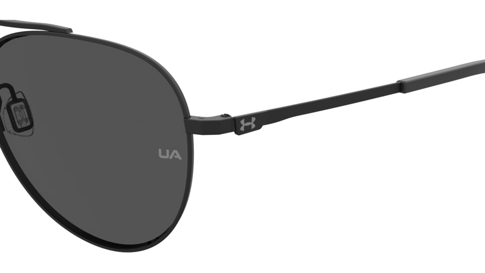 Under Armour Instinct Pilot Shape Sunglasses with Matte Black Frame and Grey Lens, Medium, UA0007GS 003-59IR