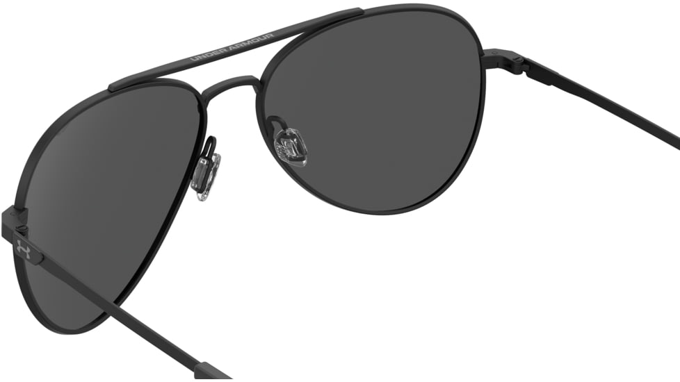 Under Armour Instinct Pilot Shape Sunglasses with Matte Black Frame and Grey Lens, Medium, UA0007GS 003-59IR