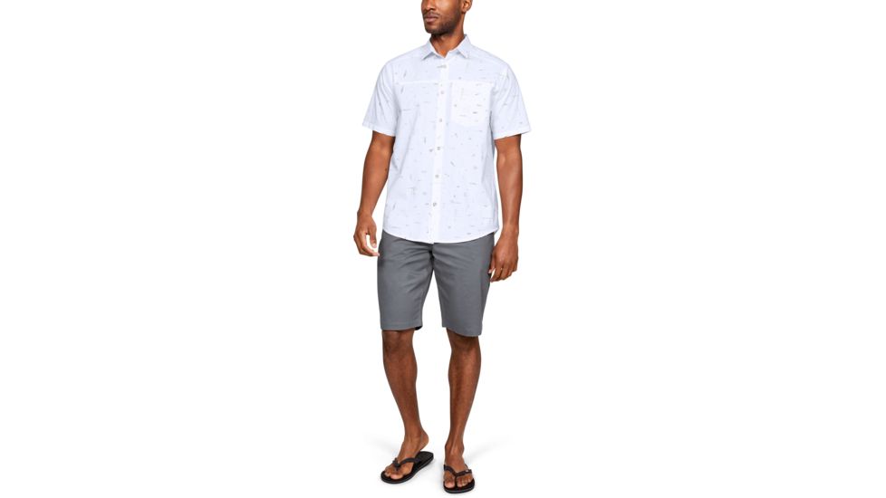 Under Armour Legacy Short Sleeve Woven Shirt - Mens, White/Elemental, Large, 1304641-103-LG