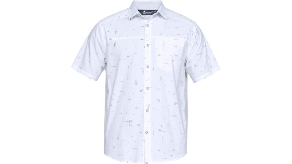 Under Armour Legacy Short Sleeve Woven Shirt - Mens, White/Elemental, Large, 1304641-103-LG