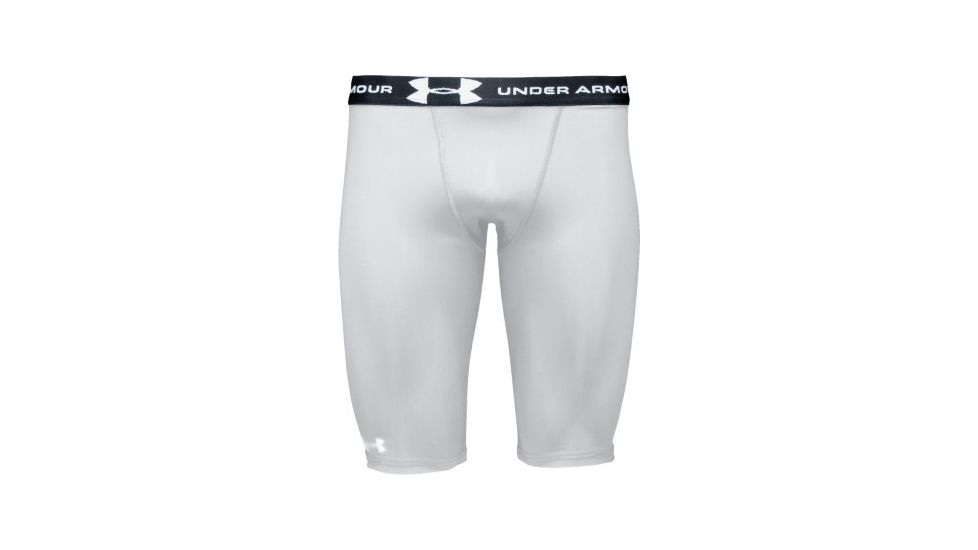 Under Armour Men's HeatGear Long Compression Short - White Color 100126L-100
