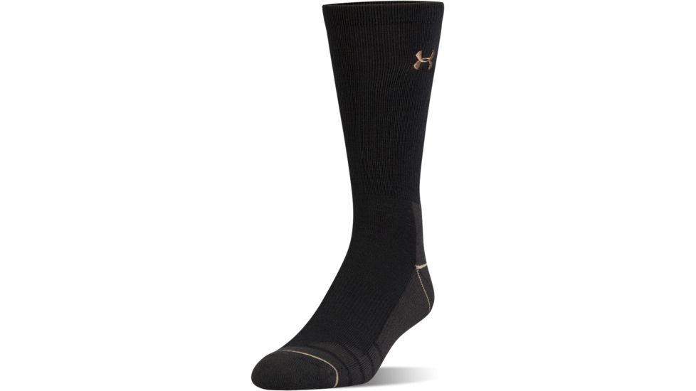Under Armour Mens Hitch Charged Wool Socks, Black/Canvas, 10-13 Large, U722-BLK/CAN-LG