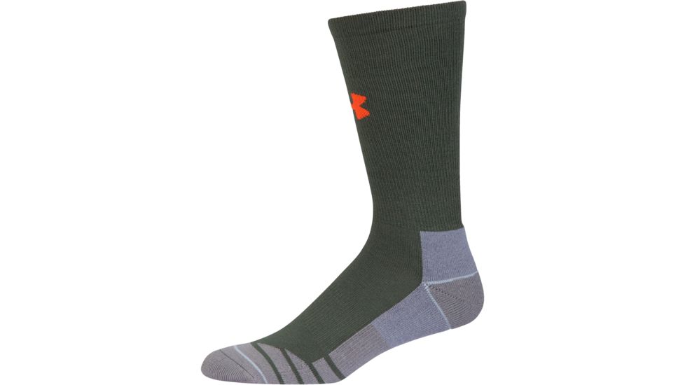 Under Armour Mens Hitch Lite 3.0 Socks, Combat Green/Volcano Orange, 9-11 Medium, U731-COM/VOL-MD