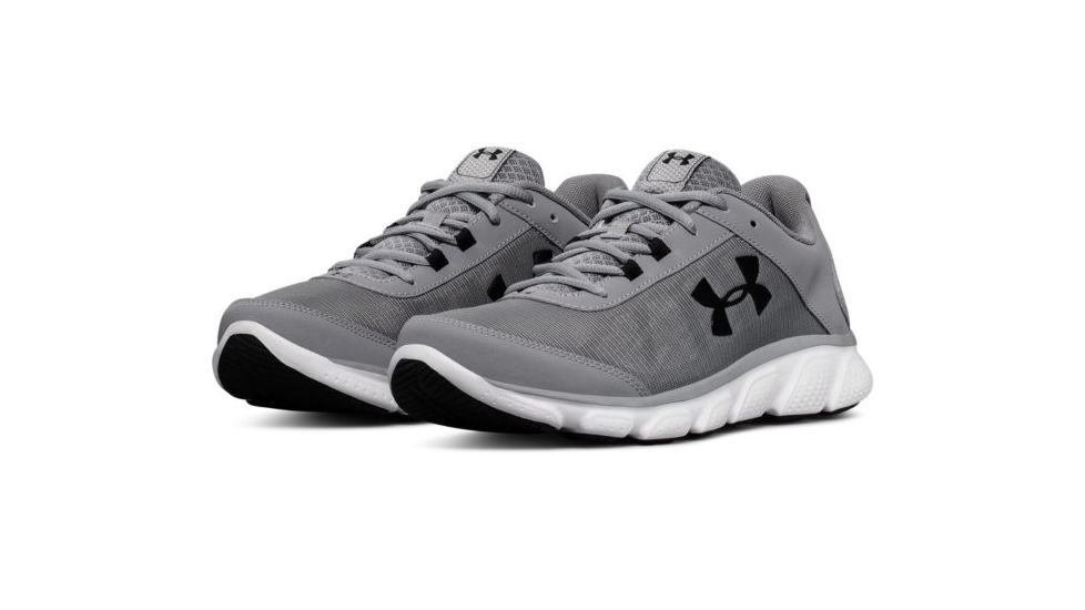 Under Armour Micro G Assert 7 Road Running Shoe, Steel/White/Black, 10 US 3020673-100-10