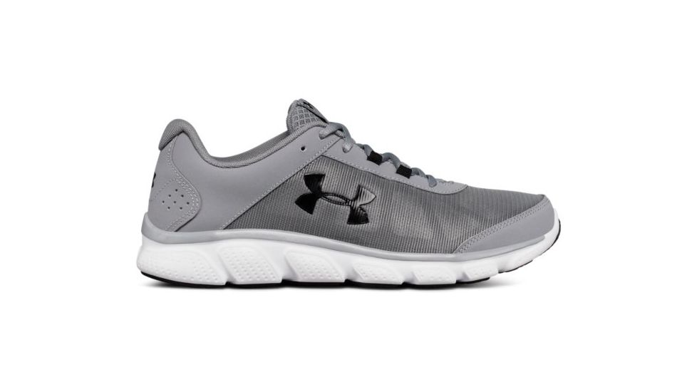 Under Armour Micro G Assert 7 Road Running Shoe, Steel/White/Black, 10 US 3020673-100-10