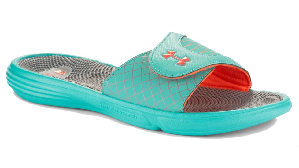 Under Armour Micro G EV Sandal - Womens-Mosaic/Steel/Afterburn-Medium-8 US