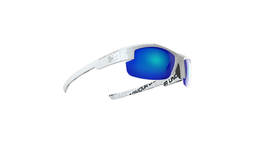 Under Armour Nitro L, Shiny White Frame w/Charcoal Rubber, Gray w/Blue, U8600048-6000