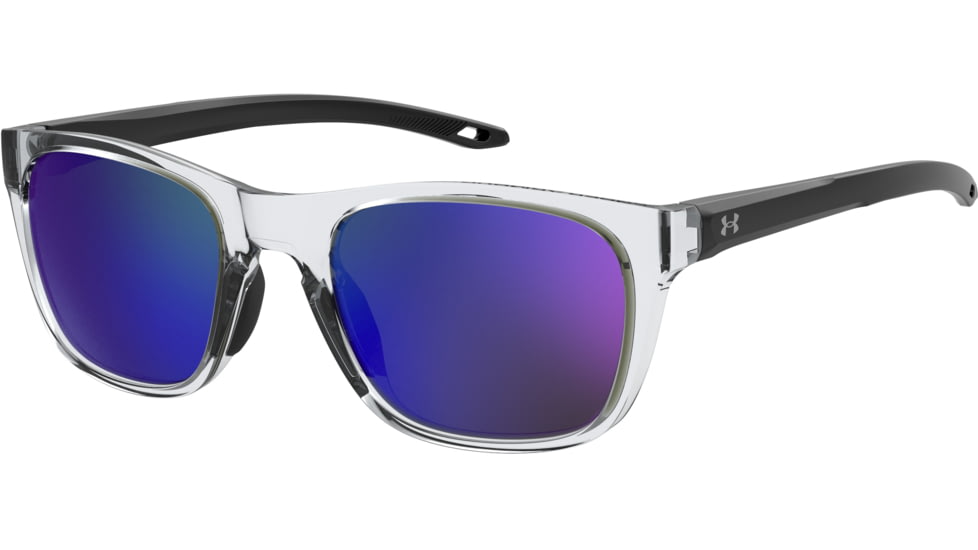 Under Armour Raid Sunglasses with Crystal-Black Temples Frame and Blue Mirror Lens, Medium, UA0013GS 900-Z0