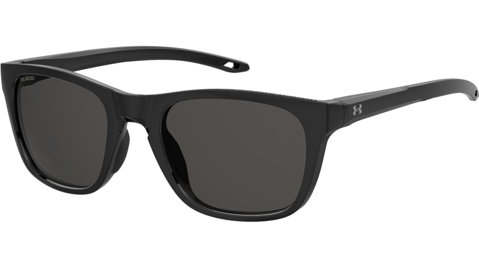 Under Armour Raid Sunglasses with Shiny Black Frame and Grey Polarized Lens, Medium, UA0013GS 807-M9
