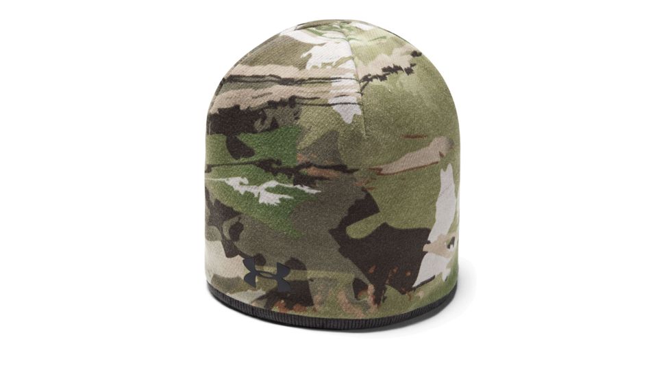 Under Armour Reversible Camo Beanie - Mens, UA Forest Camo/Blaze Orange, OSFA, 1343194-940-OSFA