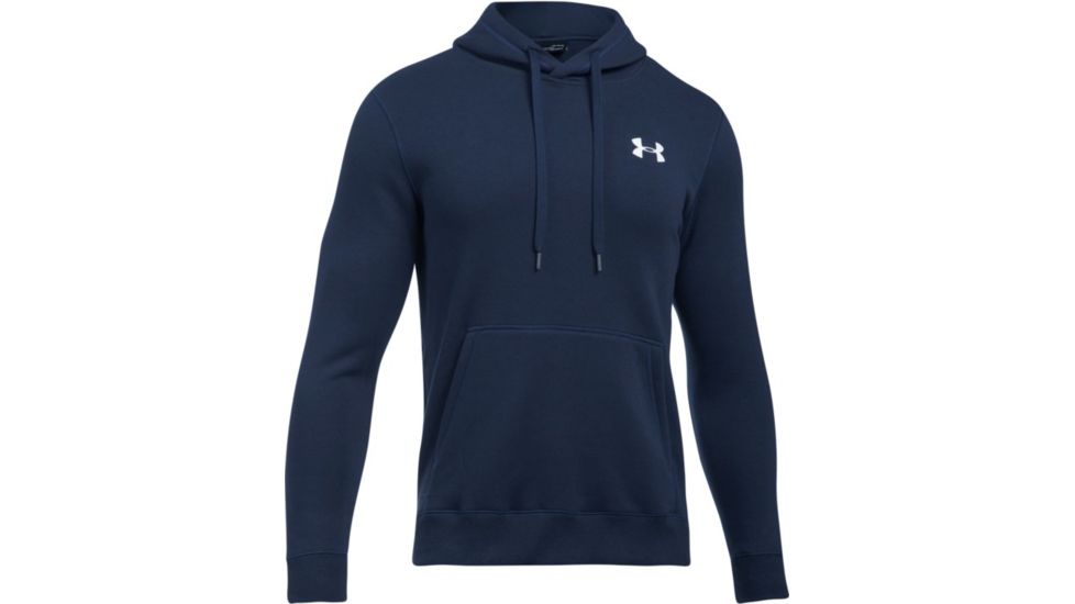 Under Armour Rival Fitted Pull Over Hoodie - Men's, Midnight Navy/White, Extra Large, 1302292-410-XL