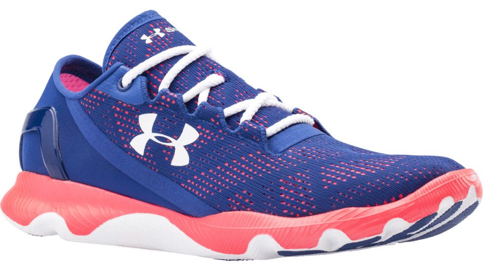 Under Armour SpeedForm Apollo Vent Road Running Shoe - Womens-Blue/Pink/White-Medium-8.5 US