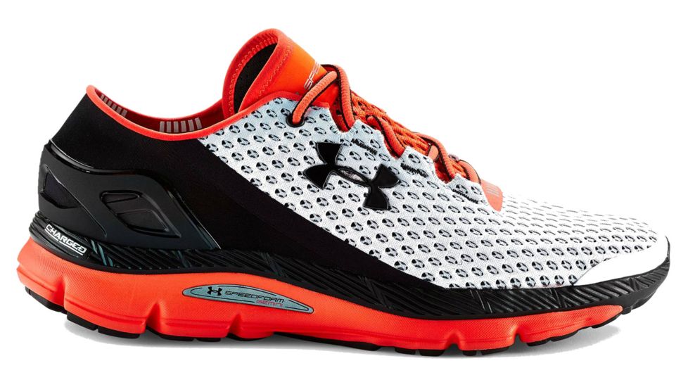 Under Armour Speedform Gemini Road Running Shoe - Men's-White/Orange/Blk-Medium-13 US