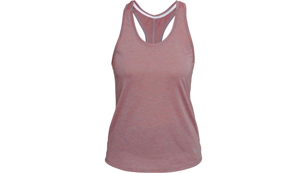 Under Armour Streaker Tank - Women's, Steel Light Heather/Neon Coral/Reflective, Large, 1271522-037-LG