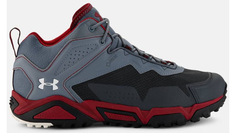 Under Armour Tabor Ridge Low GTX Hiking Shoe - Men's-Stealth Gray/Red-Medium-12