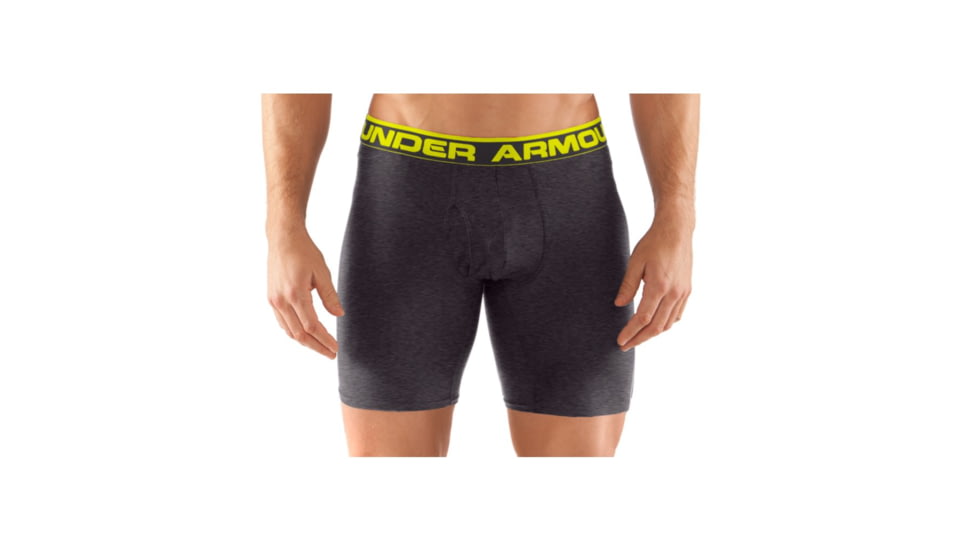Under Armour The Original Boxerjock - Men's-Carbon Heather/Yellow-6 in-X-Large