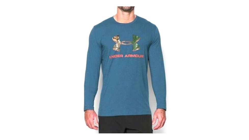 Under Armour UA Camo Fill Long Sleeve T-Shirt w/Logo - Men's, Large, Blue, 1283069983LG