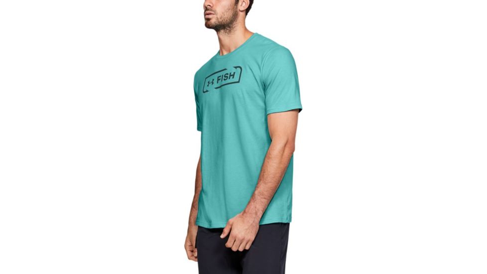 Under Armour UA Fish Logo T-Shirt - Mens, Extra Large, Radial Turquoise, 1331201482XL