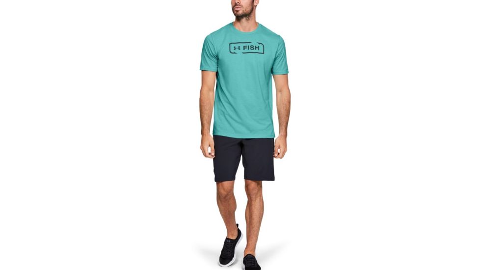 Under Armour UA Fish Logo T-Shirt - Mens, Extra Large, Radial Turquoise, 1331201482XL
