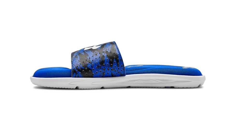 Under Armour UA Ignite Striker DPM VI Slides - Men's, 14, White/Blue, 302270810014