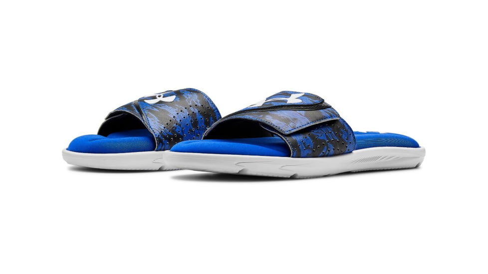 Under Armour UA Ignite Striker DPM VI Slides - Men's, 14, White/Blue, 302270810014