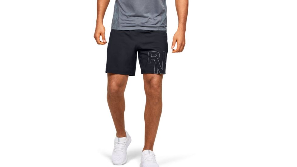 Under Armour UA Launch SW Branded 7 Graphic Shorts - Mens, 2XL, Black, 13501530012X