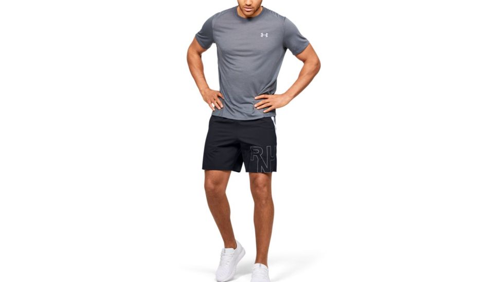 Under Armour UA Launch SW Branded 7 Graphic Shorts - Mens, 2XL, Black, 13501530012X