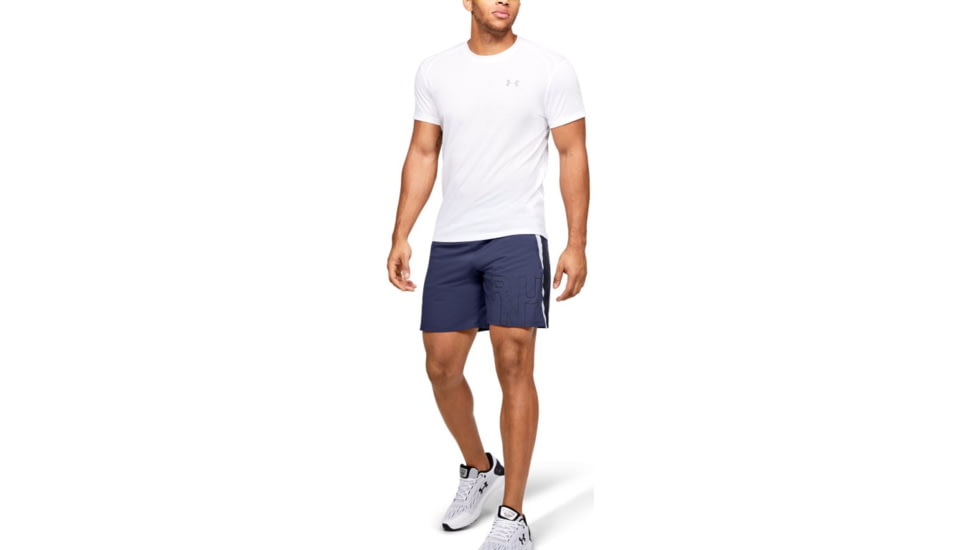 Under Armour UA Launch SW Branded 7 Graphic Shorts - Mens, 2XL, Blue Ink, 13501534972X