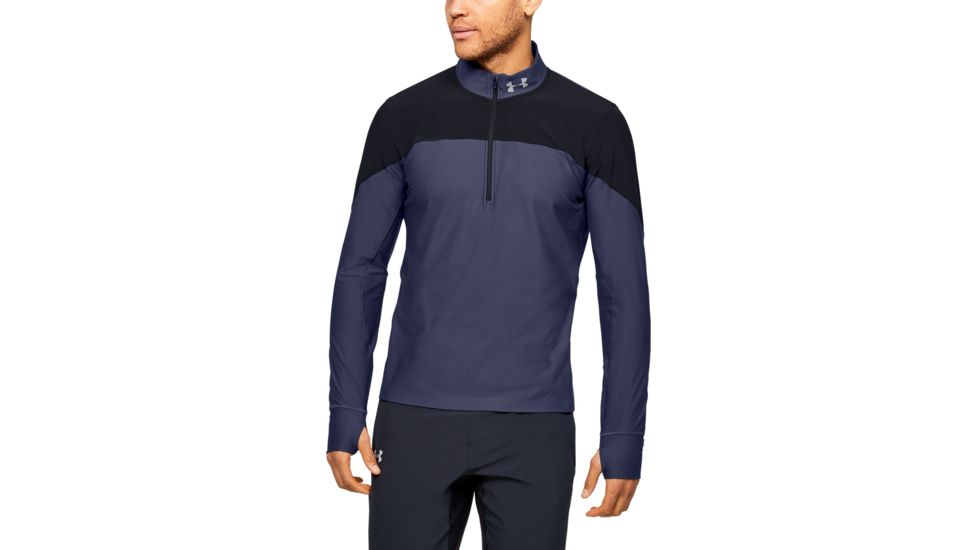 Under Armour UA Qualifier 1/2 Zip Shirt - Mens, Medium, Blue Ink, 1326595497MD