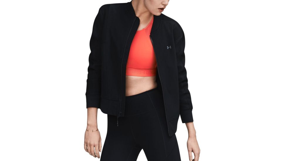 Under Armour UA Mixed Media Woven Bomber Jacket - Women's, Large, Black, 1303345001LG