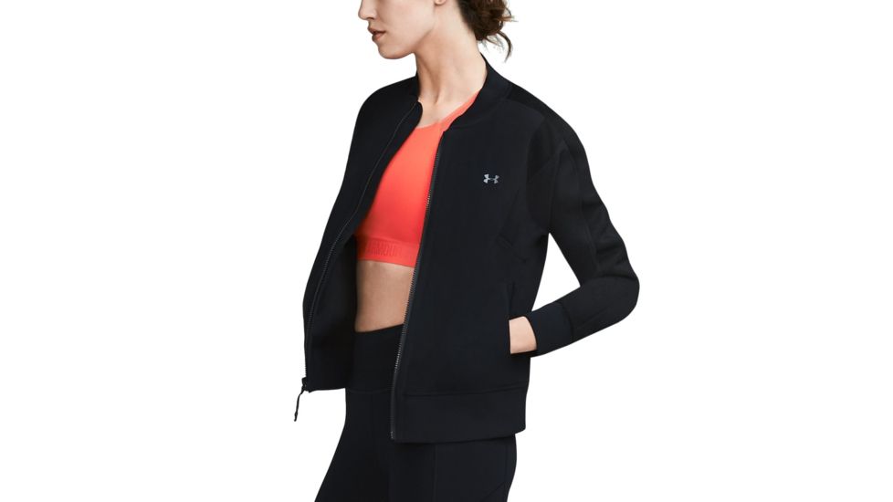 Under Armour UA Mixed Media Woven Bomber Jacket - Women's, Large, Black, 1303345001LG