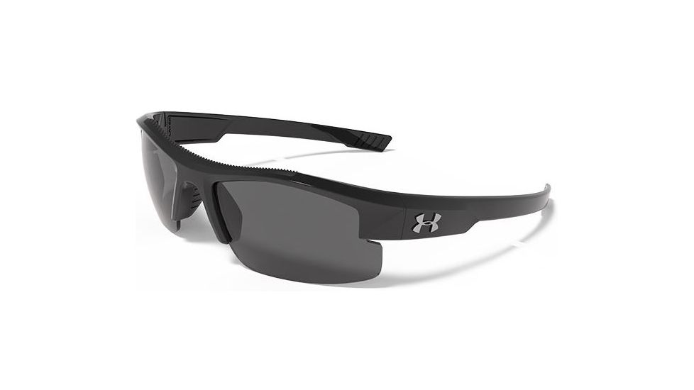 Under Armour Youth Nitro L Storm Sunglasses, Shiny Black, Gray Polarized Lens U8640048-000008