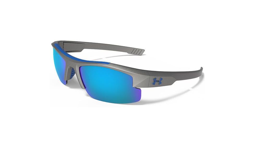 Under Armour Youth Nitro L Storm Sunglasses, Satin Carbon, Polarized, Blue Mirror U8640048-064168