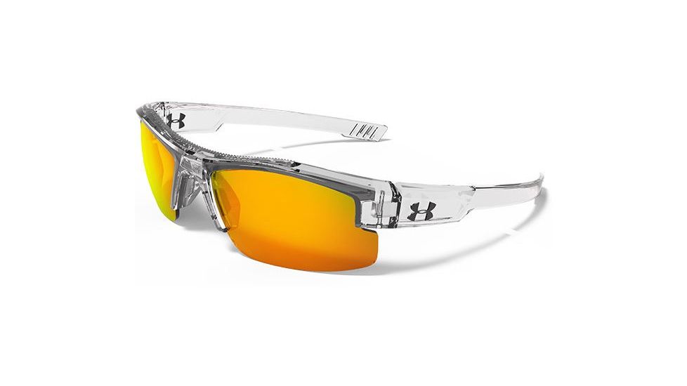 Under Armour Youth Nitro L Sunglasses, Clear Frame,Gray/Orange Multiflection Lens U8600048-141441