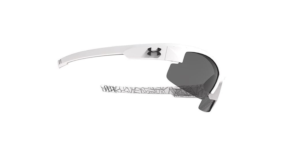 Under Armour Youth Nitro L Sunglasses, White/Black Frame, Gray Multiflection Lens U8600048-881101