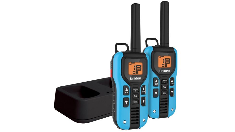 Uniden 40-Mile GMRS/FRS Radio - 2 Radios, Micro USB, Charge Cradle, Splashproof, Blue/Black GMR4055-2CK