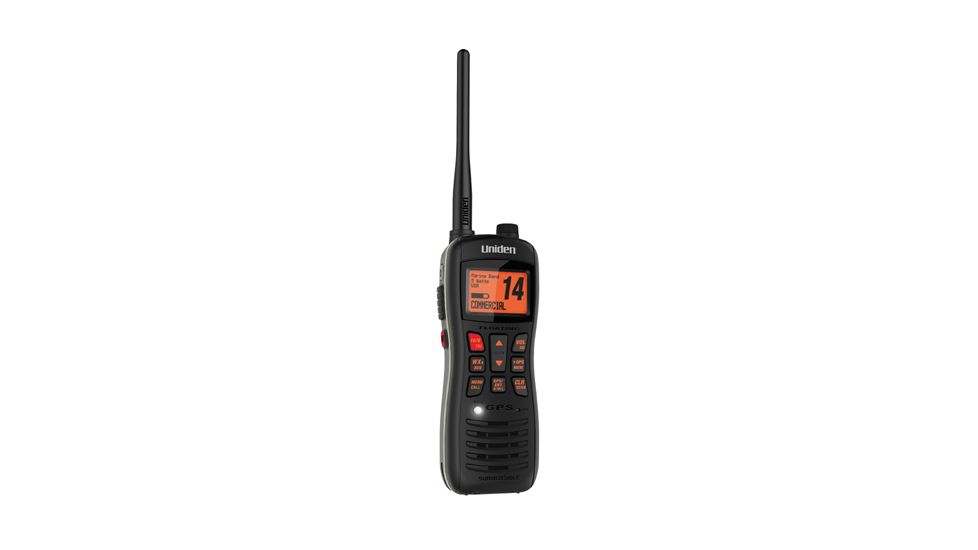 Uniden JIX8/IPX8 Submersible Floating VHF Marine Radio, Black, 11 hr. Battery Life, 1 Watt/2.5 Watt/6 Watt MHS235
