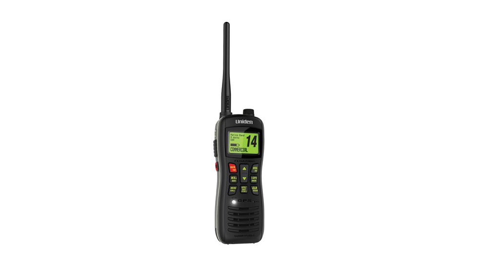 Uniden JIX8/IPX8 Submersible Floating VHF Marine Radio, Black, 11 hr. Battery Life, 1 Watt/2.5 Watt/6 Watt MHS235