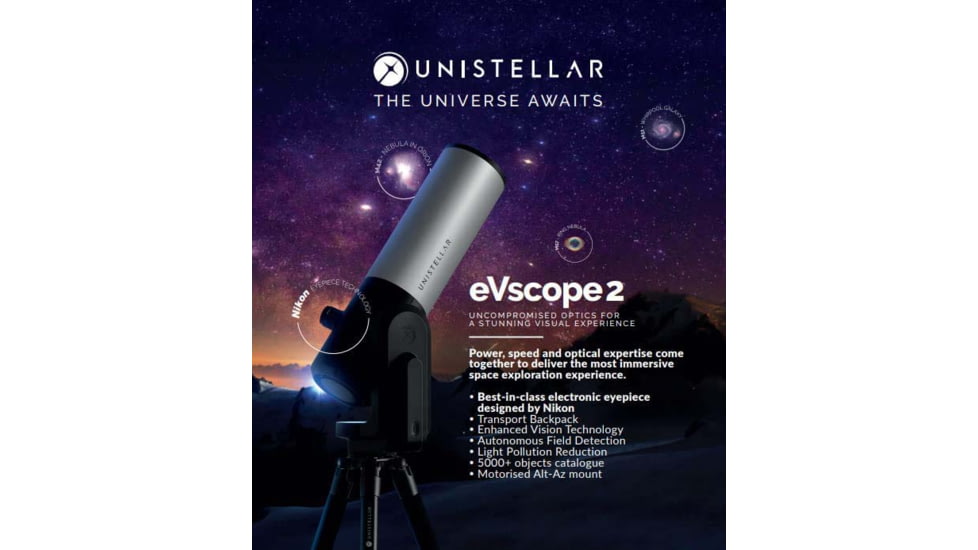Unistellar eVscope 2 Smart Digital Reflector Telescope w/ Backpack, Silver, EVSCOPE2BACKPACK