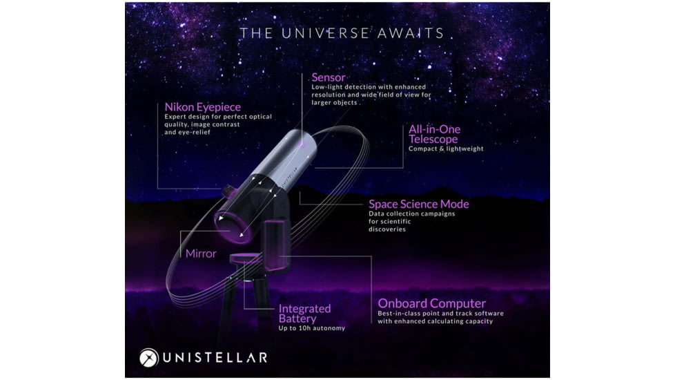 Unistellar eVscope 2 Smart Digital Reflector Telescope w/ Backpack, Silver, EVSCOPE2BACKPACK