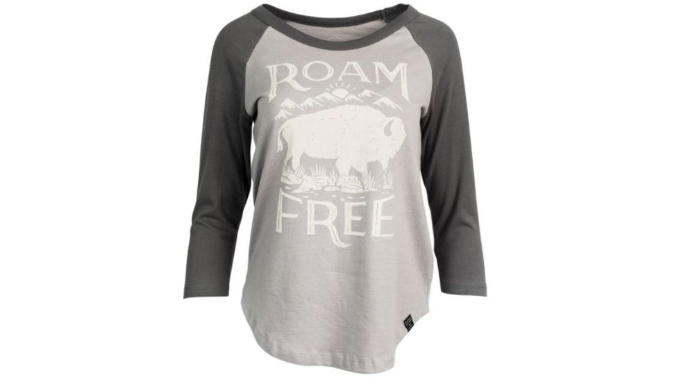 United By Blue 3/4 Roam Free Baseball Tee - Women's, Charcoal/Grey, Medium, 73W-1RB-CH3