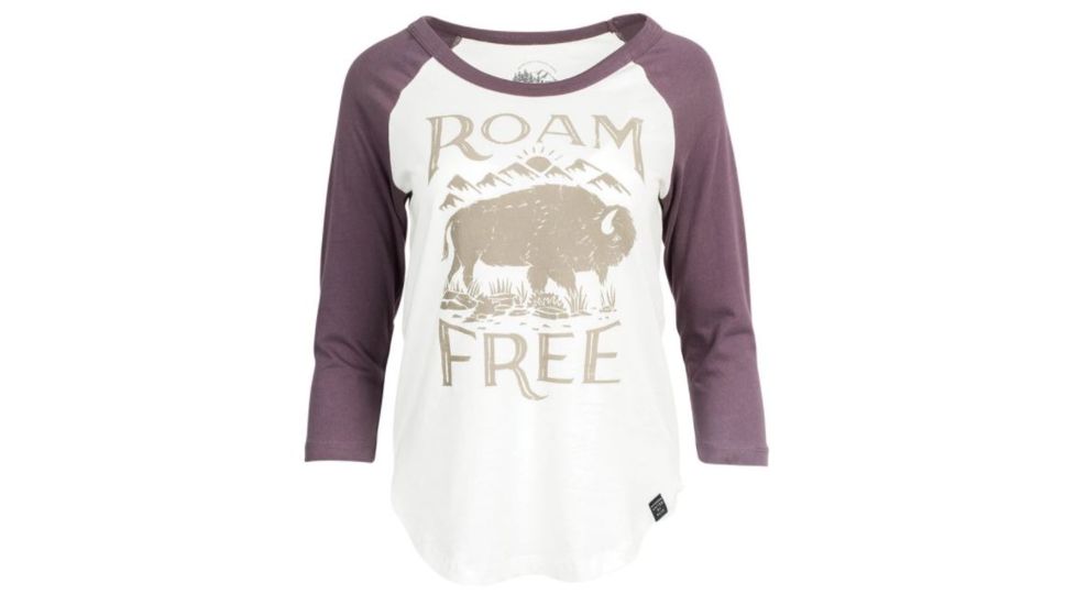 United By Blue 3/4 Roam Free Baseball Tee - Women's, Purple/Cream, Small, 73W-1RB-PR2