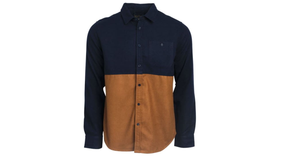 United By Blue Banff Colorblock Wool Shirt - Men's, Navy/Brown, Large, 73M-3BC-NV4